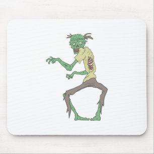 Green Skin Creepy Zombie With Rotting Flesh Mouse Pad