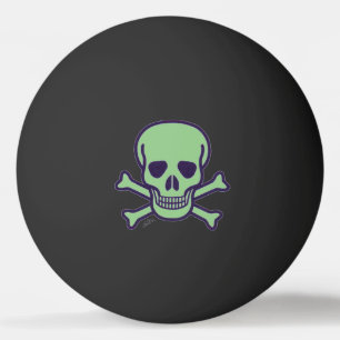 Green Skull 1 star black ping pong ball