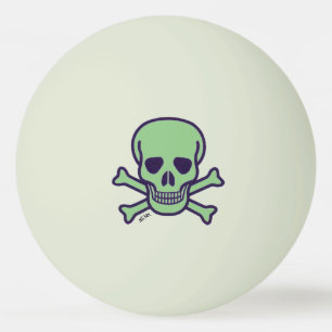 Green Skull 1 star green glow ping pong ball