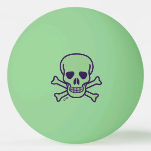 Green Skull 1 star green glow ping pong ball