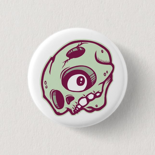 Green Skull 3 Cm Round Badge (Front)