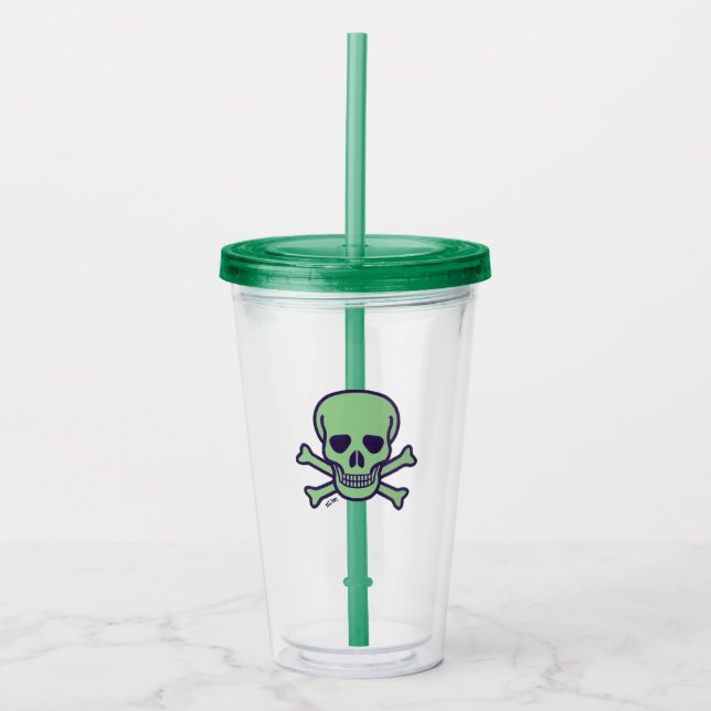 Green Skull acrylic tumbler (Front)