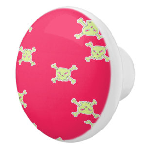 green skull and bones ceramic knob