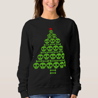 Green Skull and Bones Christmas Tree Sweatshirt
