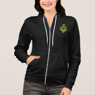 Green Skull And Card Suits Crest Hoodie