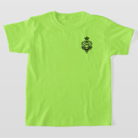 Green Skull And Card Suits Crest T-Shirt
