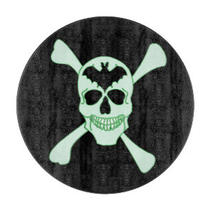 Green Skull And Crossbones Cutting Board