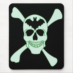 Green Skull And Crossbones Mouse Pad
