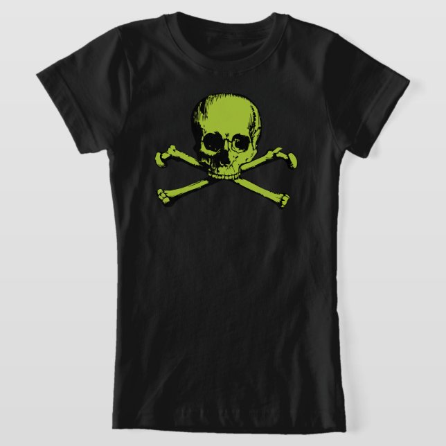 Green Skull And Crossbones T-Shirt (Laydown)