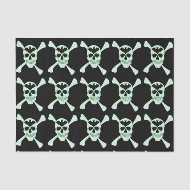 Green Skull And Crossbones Tissue Paper (Front)
