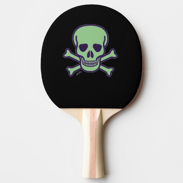 Green Skull Black Skull ping pong paddle (Front)