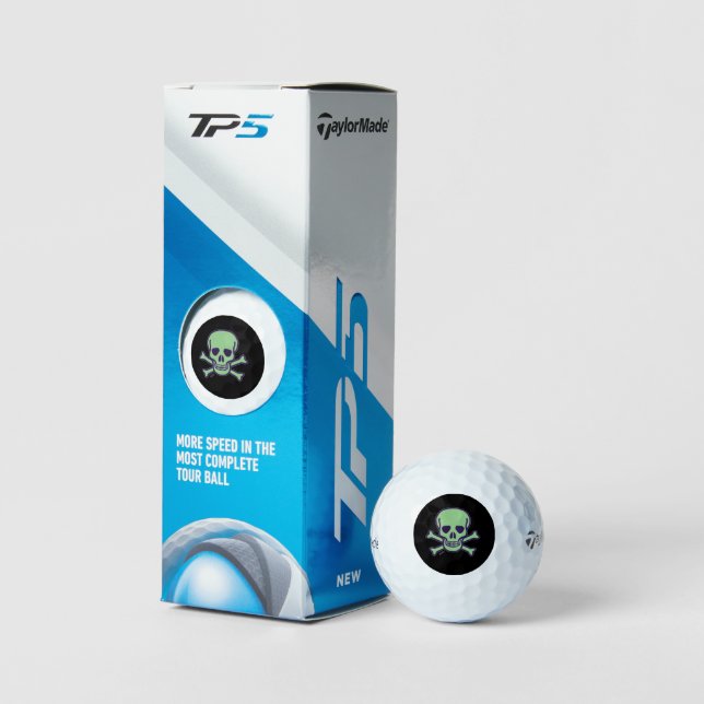 Green Skull black Taylor Made TP5 golf balls 3 pk (Packaging)