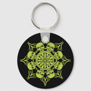 Green Skull Circle Key Ring