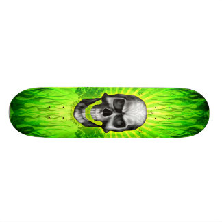 Green Skull Flames Skateboard