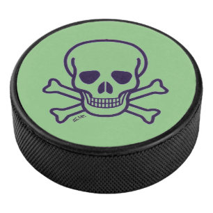 Green Skull green hockey puck