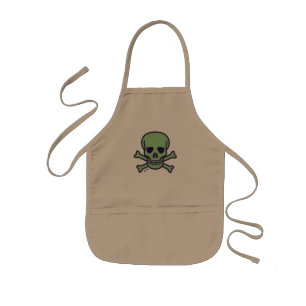 Green Skull kids khaki chef apron