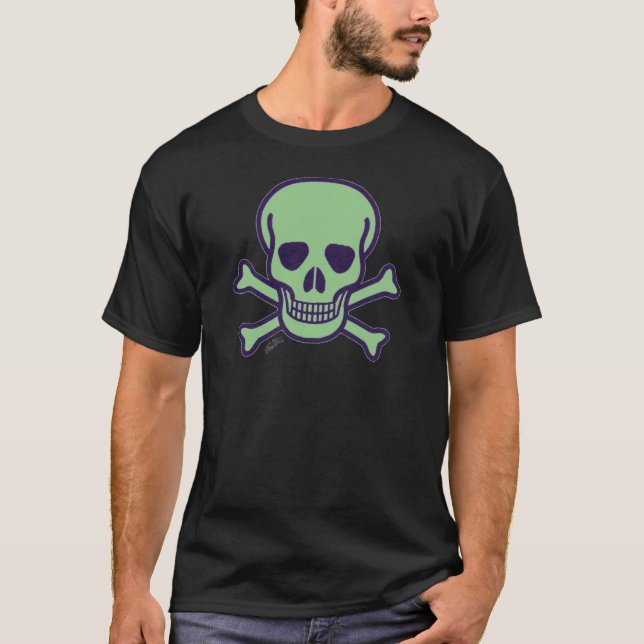 Green Skull men black T-shirt (Front)
