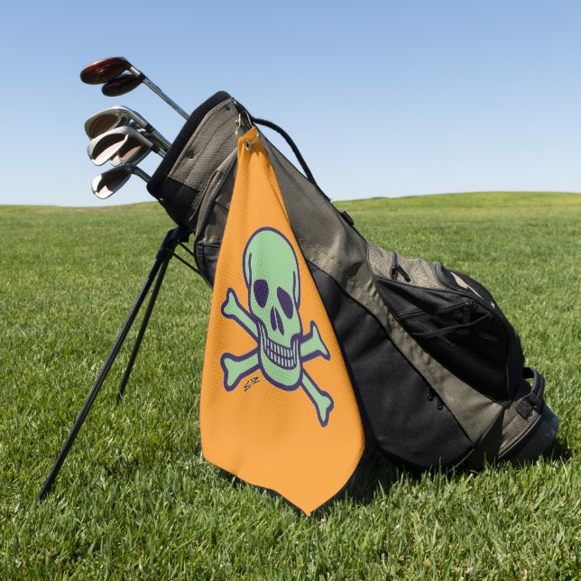 Green Skull orange golf towel (Green)