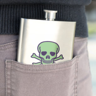 Green Skull stainless steel flask