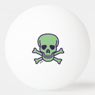 Green Skull white 1 star ping pong ball