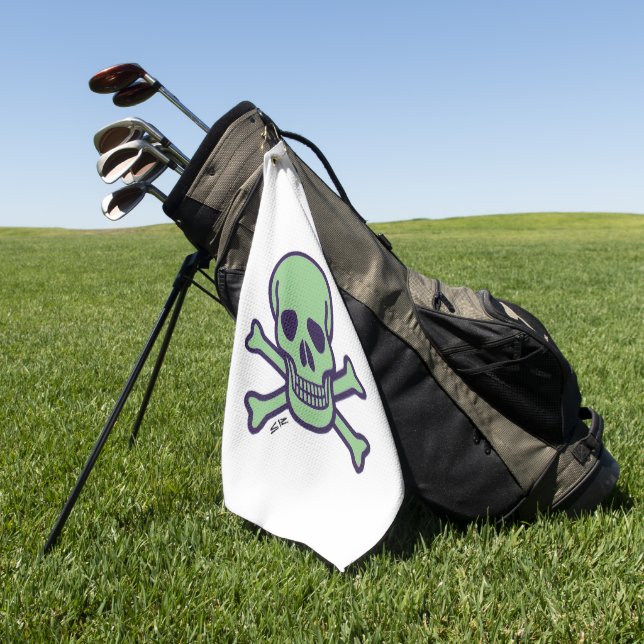 Green Skull white golf towel (Green)