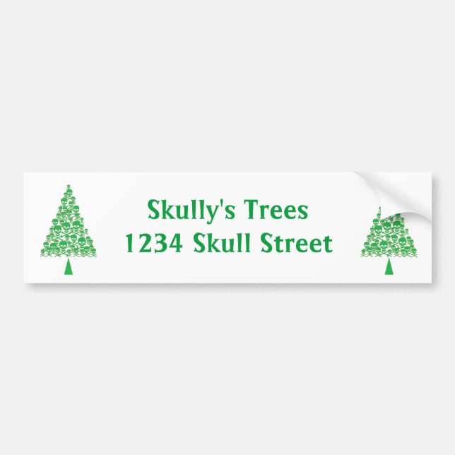 Green Skull Xmas Tree Bumper Sticker (Front)