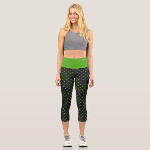 Green Skulls and Sunflower Series Design 13 Capri Leggings