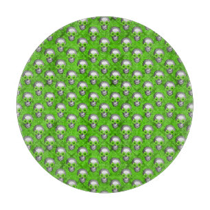 Green Skulls and Sunflower Series Design 3 Cutting Board