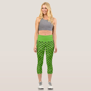 Green Skulls and Sunflower Series Design 4 Capri Leggings