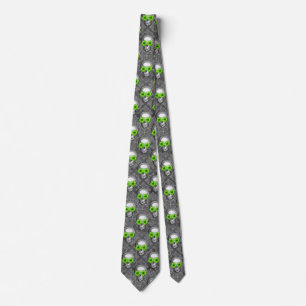 Green Skulls and Sunflower Series Design 5 Tie