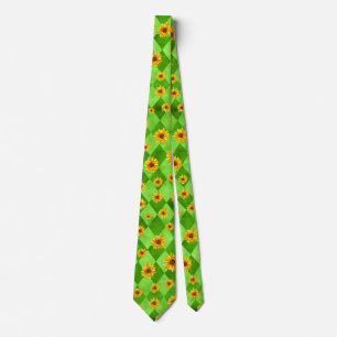 Green Skulls and Sunflower Series Design 8  Tie