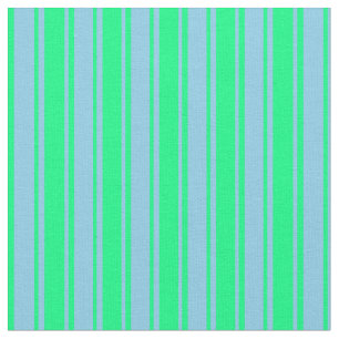Green & Sky Blue Coloured Lines Fabric