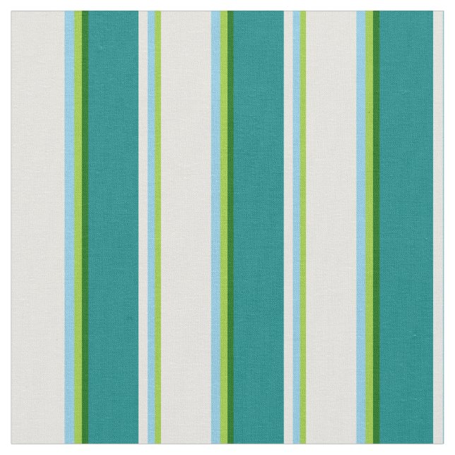 Green, Sky Blue, Light Cyan, Teal & Dark Green Fabric (Close Up)