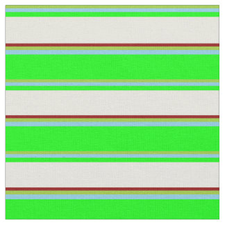 Green, Sky Blue, Lime, Beige, and Dark Red Coloure Fabric