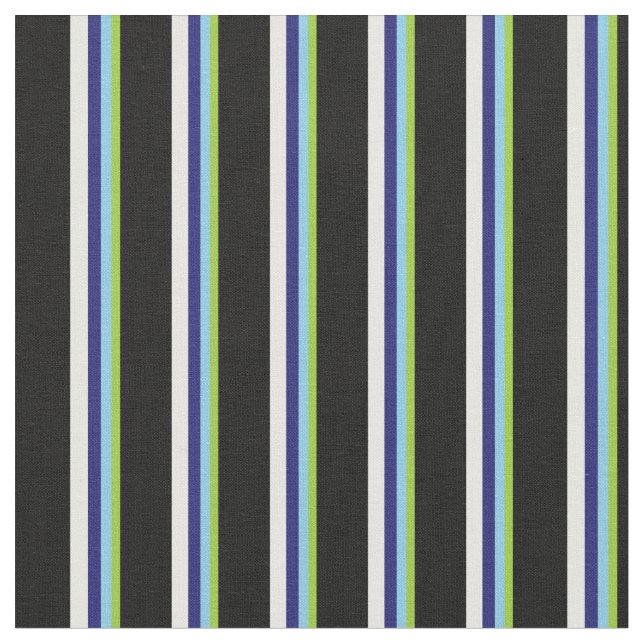 Green, Sky Blue, Midnight Blue, Mint Cream & Black Fabric (Close Up)