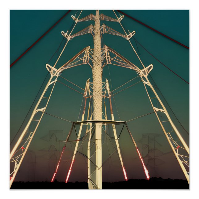 Green Sky Pylons Poster (Front)