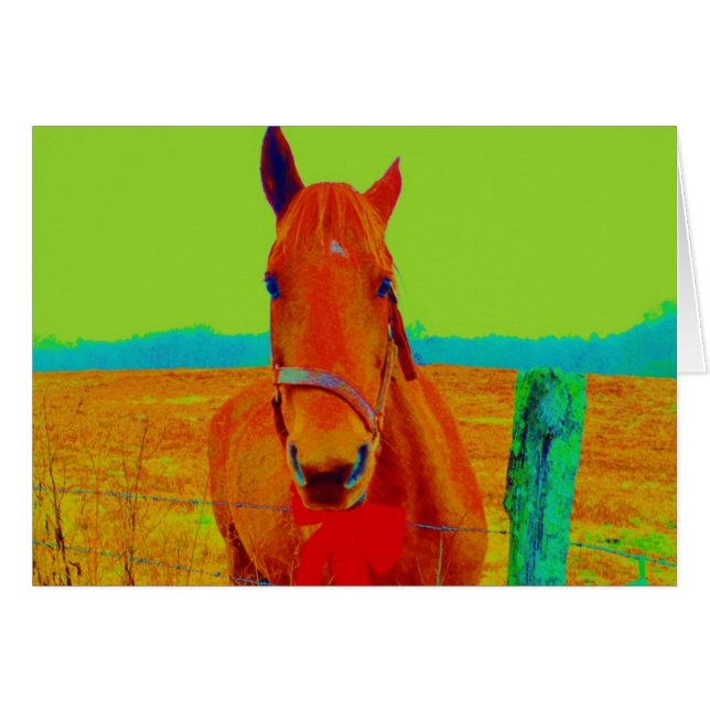 Green sky , red bow Horse : add name (Front Horizontal)