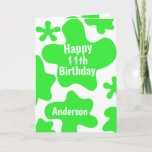 Green Slime 11th Birthday Card<br><div class="desc">This is a very slimy green slime 11th birthday card with green slime on the front, inside and some on the back to add some slime fun on any kid's birthday! Make sure to see photos of this fun slime birthday card for the birthday boy or birthday girl. You will...</div>