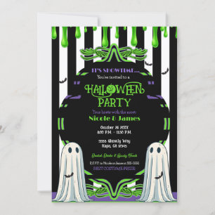 Green Slime Halloween Ghost Costume Party  Invitation