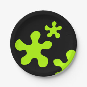 green slime slimy black party paper plate, plates