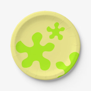 green slime slimy white party paper plate, plates