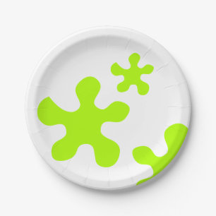 green slime slimy white party paper plate, plates