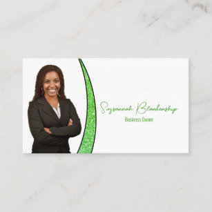Green Sliver Faux Glitter Professional Photo Business Card