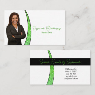 Green Sliver of Faux Glitter Professional Photo Business Card