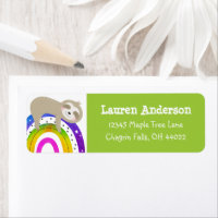 Green Sloth Rainbow Boho Kawaii Birthday Address