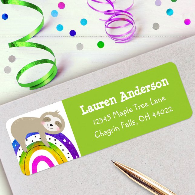 Green Sloth Rainbow Boho Kawaii Birthday Address (Creator Uploaded)