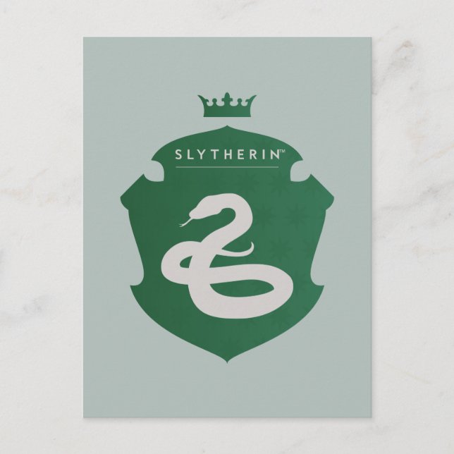 Green SLYTHERIN™ Crowned Crest Invitation Postcard (Front)
