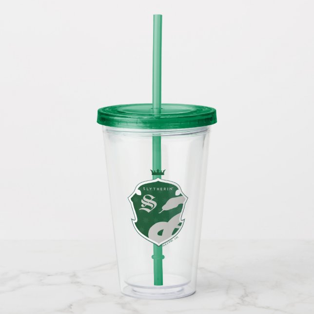 Green SLYTHERIN™ Outlined Crowned Crest Acrylic Tumbler (Front)