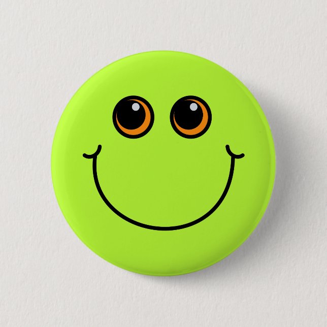 Green Smiling Emoji Face 6 Cm Round Badge (Front)