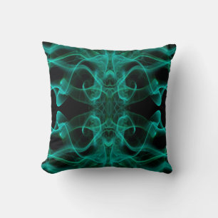 Green Smoke Symmetrical Minimalist Black Cushion